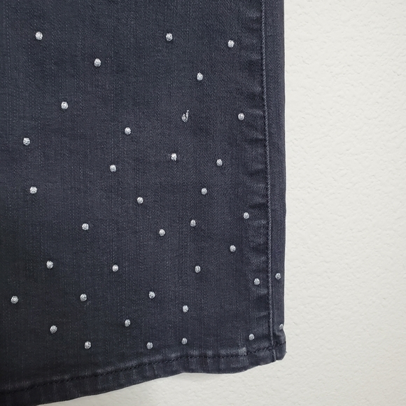 Madewell Black Scattered Metallic Dot High Rise Cali Demi Boot Cut Flare Jeans - Picture 14 of 15